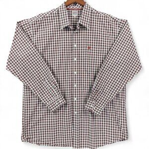 Cinch Shirt Mens XXL Brown White Plaid Button Down Western Cowboy Rodeo Logo